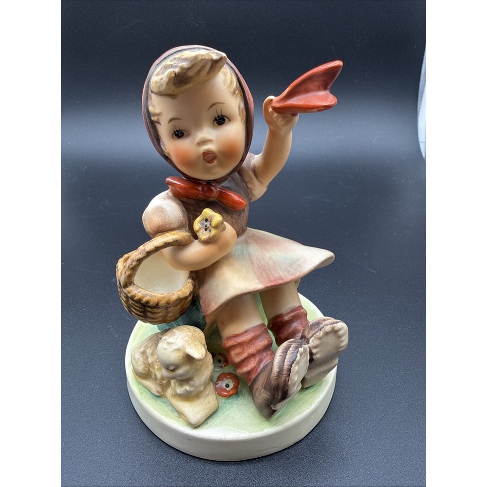 Hummel Goebel Farewell Girl Lamb 5" Figurine Statue TMK-2 Full Bee 1950s Vintage
